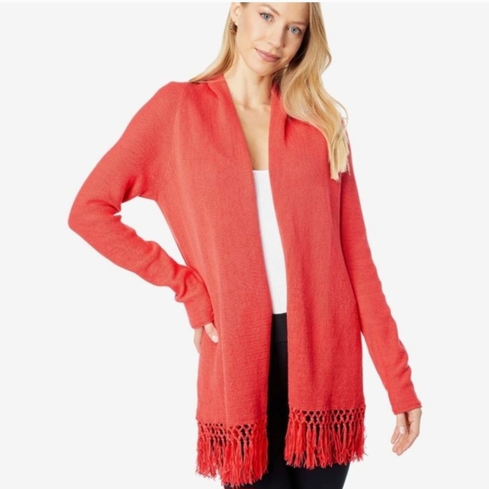 Lilly Pulitzer Tatum Open Cardigan Sweater Size XL Ombré Fringe